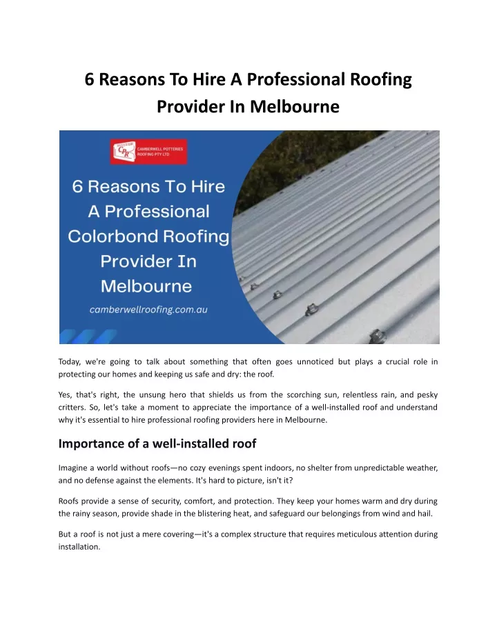 6 reasons to hire a professional roofing provider