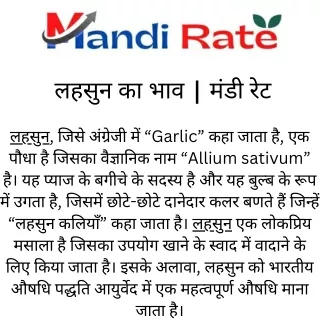 लहसुन का भाव - मंडी रेट
