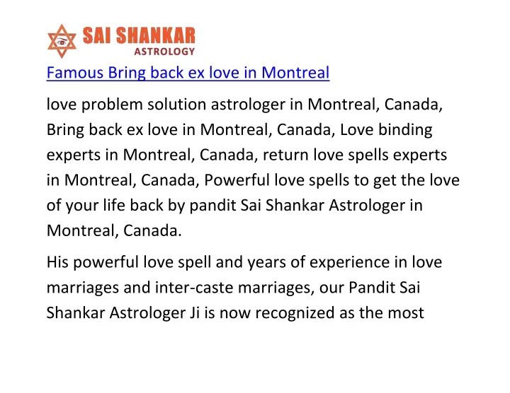 famous bring back ex love in montreal