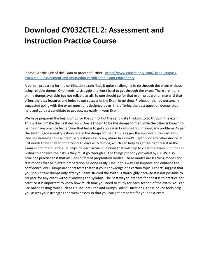 download cy032ctel 2 assessment and instruction