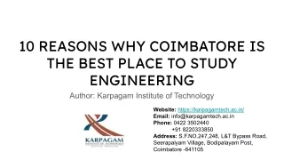 10 REASONS WHY COIMBATORE IS THE BEST PLACE TO STUDY ENGINEERING - PDF