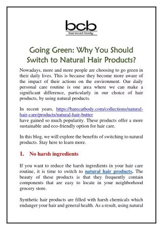 Going Green: Why You Should Switch to Natural Hair Products?