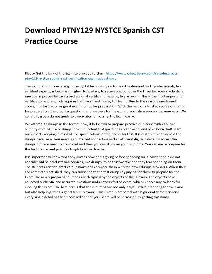 download ptny129 nystce spanish cst practice