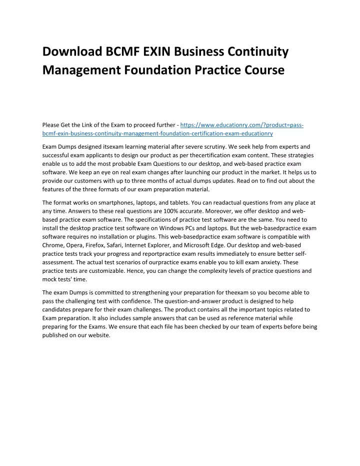 download bcmf exin business continuity management