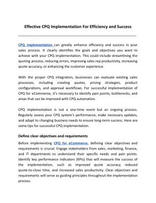 Effective CPQ Implementation For Efficiency and Success