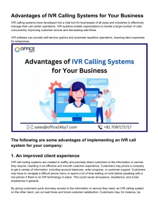 Advantages of IVR Calling Systems for Your Business