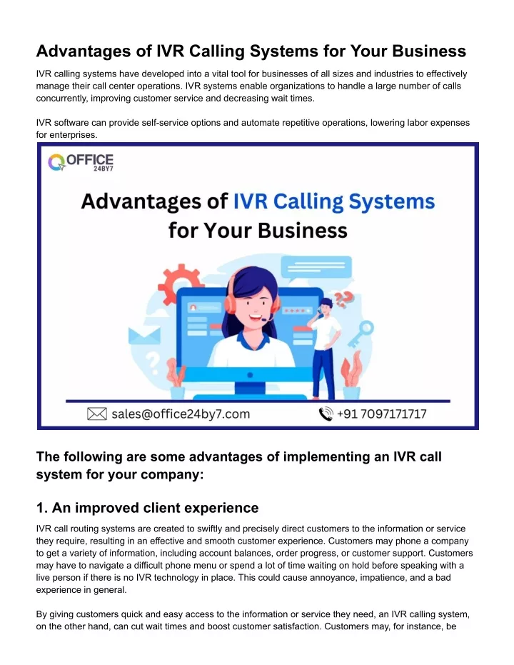 advantages of ivr calling systems for your