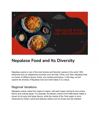 Nepalese Food and Its Diversity