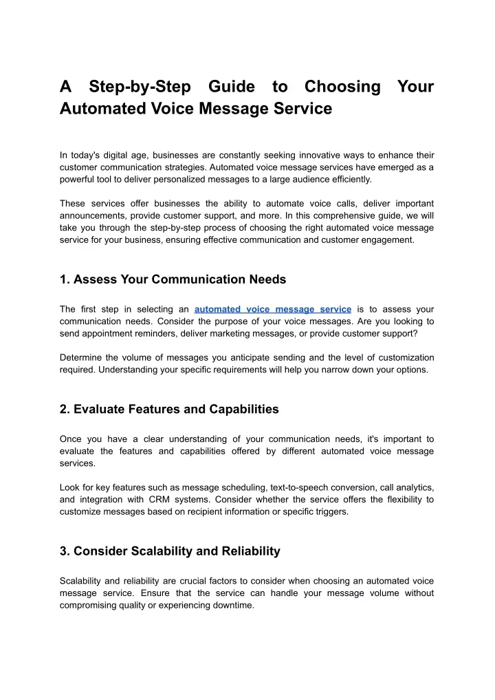 a automated voice message service