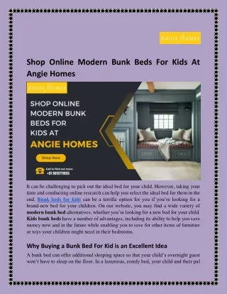 Shop Online Modern Bunk Beds For Kids At Angie Homes