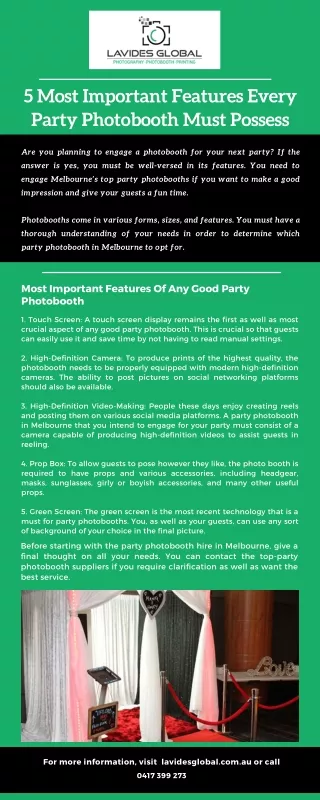 5 Most Important Features Every Party Photobooth Must Possess