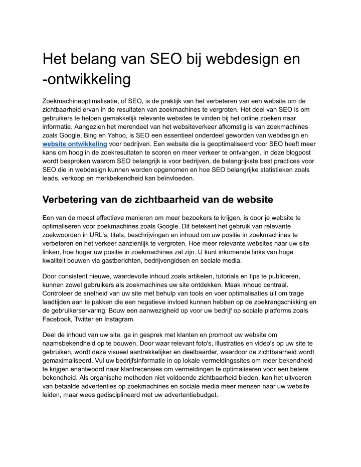 het belang van seo bij webdesign en ontwikkeling