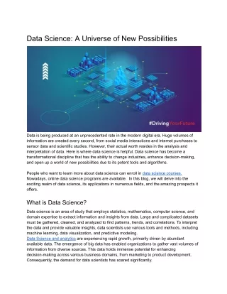 Data Science_ A Universe of New Possibilities