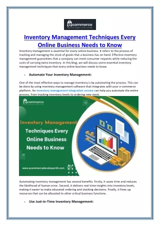 inventory management techniques every online