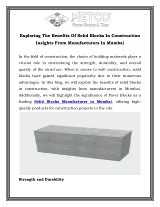 exploring the benefits of solid blocks