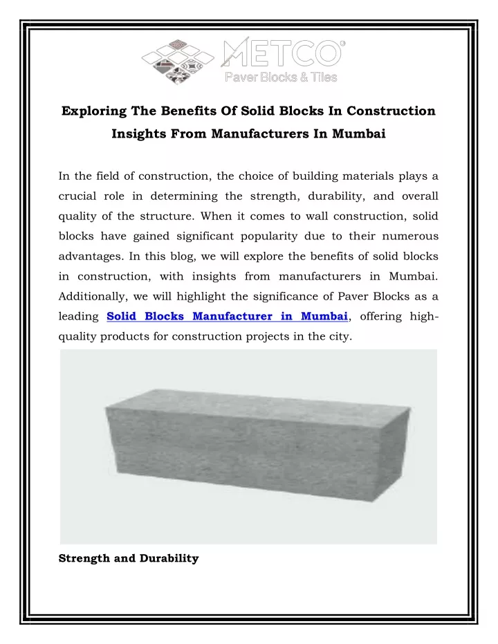 exploring the benefits of solid blocks