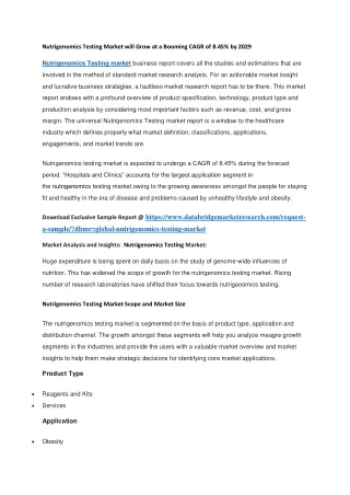 nutrigenomics testing market will grow