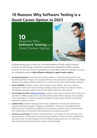 10 reasons why software testing is a good career