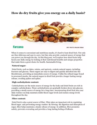 how do dry fruits give you energy on a daily basis