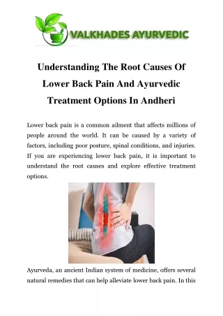 Lower Back Pain Treatment in Andheri  Call-9870270610