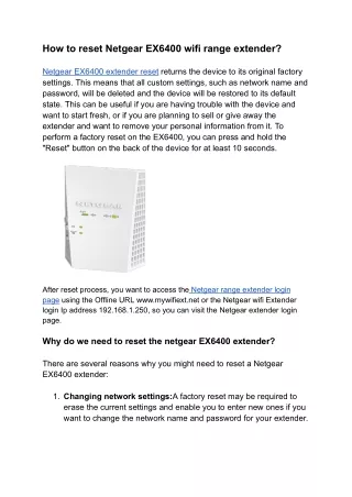 How to reset Netgear EX6400 wifi range extender (1)