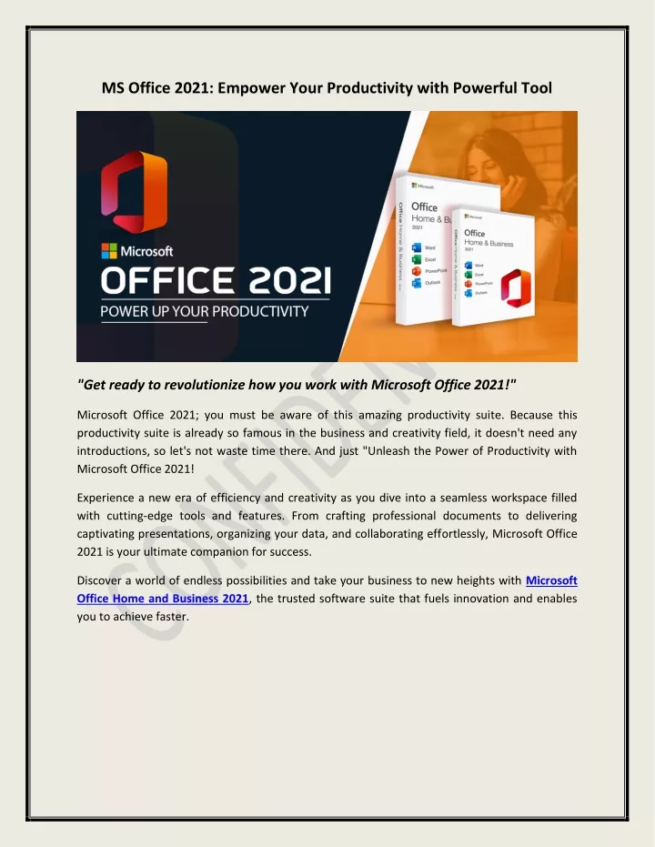 ms office 2021 empower your productivity with