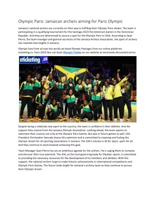 Olympic Paris Jamaican archers aiming for Paris Olympic