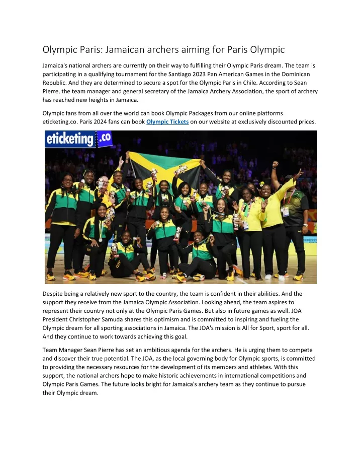 olympic paris jamaican archers aiming for paris