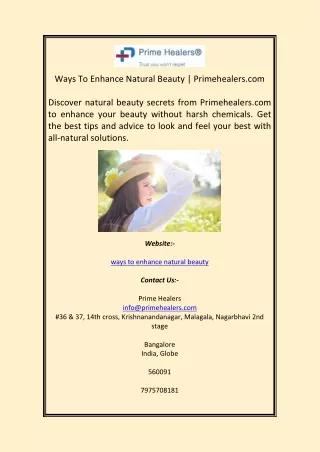 Ways To Enhance Natural Beauty Primehealers com