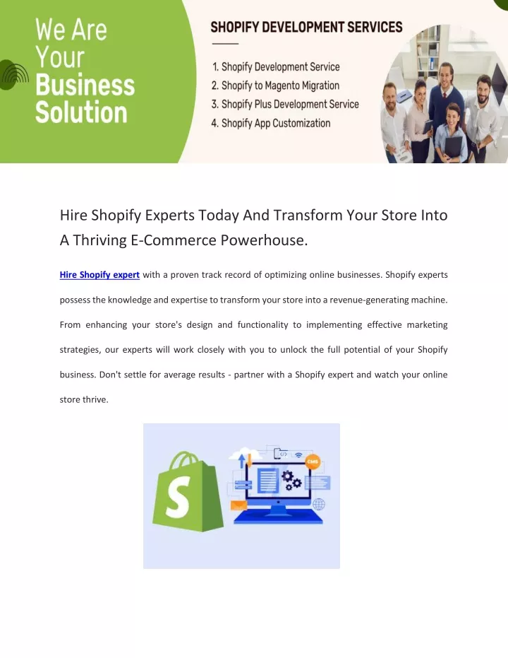 hire shopify experts today and transform your