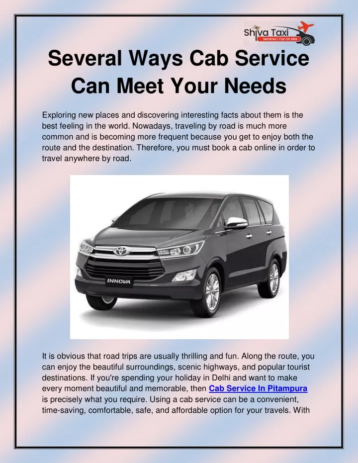 several ways cab service can meet your needs