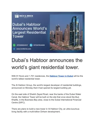 Habtoor Tower in Dubai - Inchbrick Realty