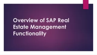 Overview of SAP Real Estate Management Functionality