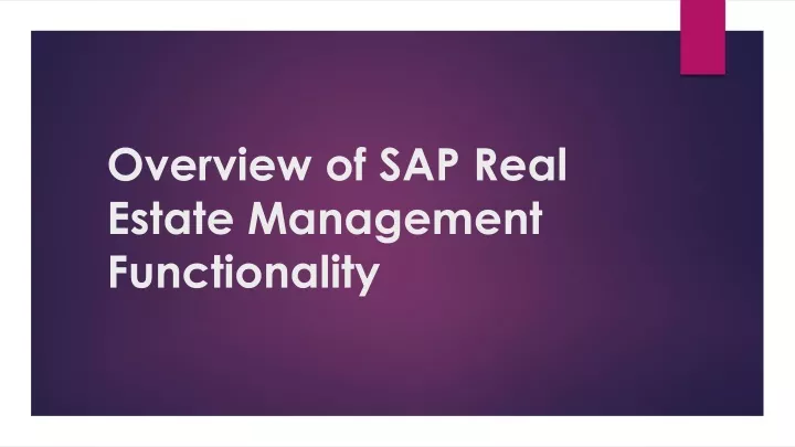 overview of sap real estate management functionality