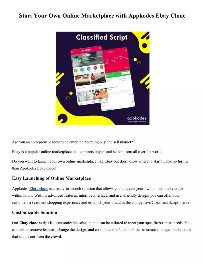 start your own online marketplace with appkodes