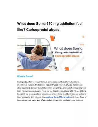 What does Soma 350 mg addiction feel like
