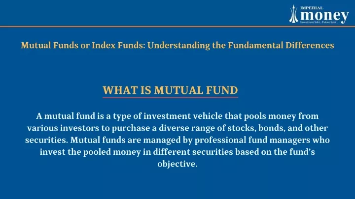 mutual funds or index funds understanding