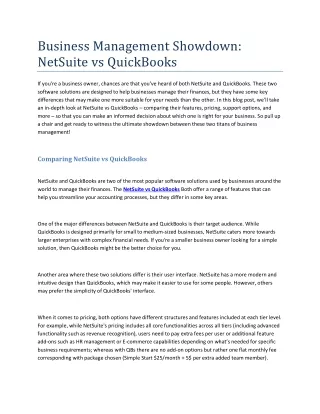 business management showdown netsuite