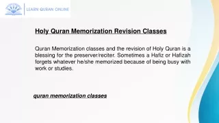 holy quran memorization revision classes