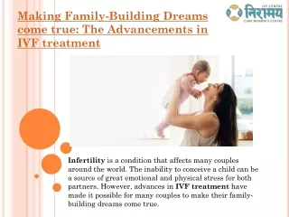 Making Family-Building Dreams come true: The Advancements in IVF treatment