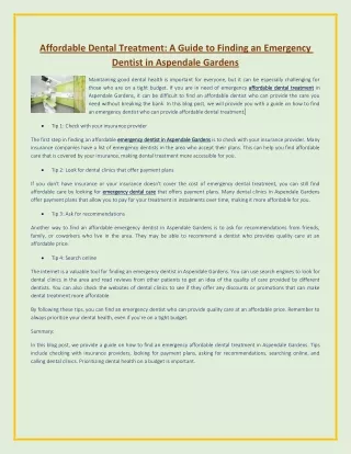 Affordable Dental Treatment A Guide to Finding an Emergency Dentist in Aspendale Gardens
