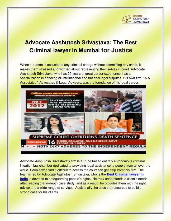 advocate aashutosh srivastava the best criminal