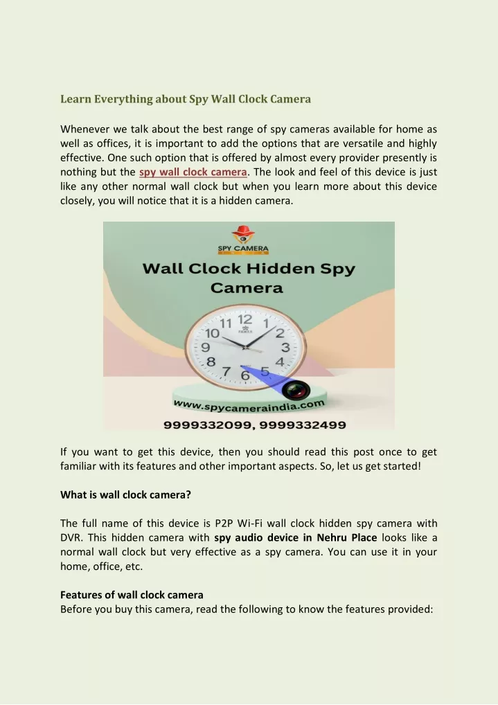 learn everything about spy wall clock camera