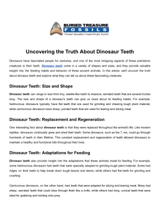Uncovering the Truth About Dinosaur Teeth.docx