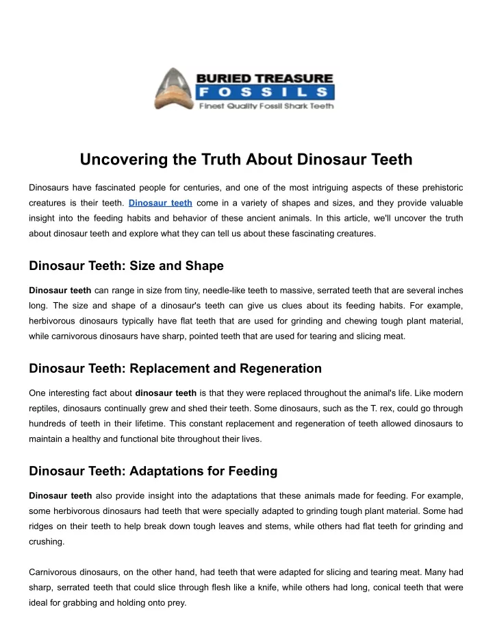 uncovering the truth about dinosaur teeth