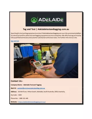 Tag and Test | Adelaidetestandtagging.com.au