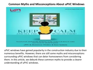 Common Myths and Misconceptions About uPVC Windows
