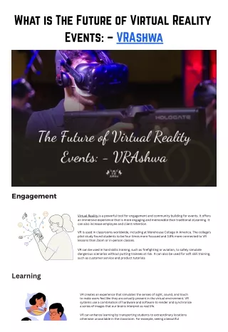 What is The Future of Virtual Reality Events – VRAshwa