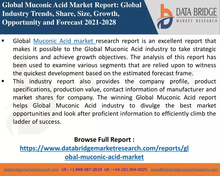 global muconic acid market report global industry