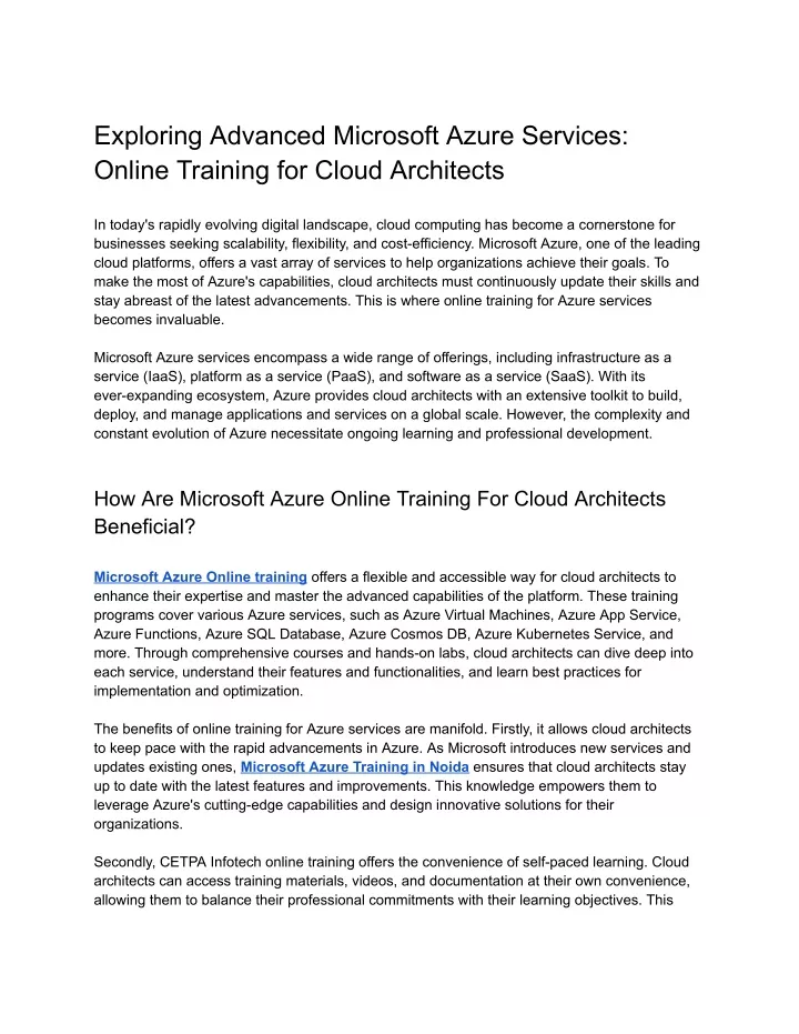 exploring advanced microsoft azure services